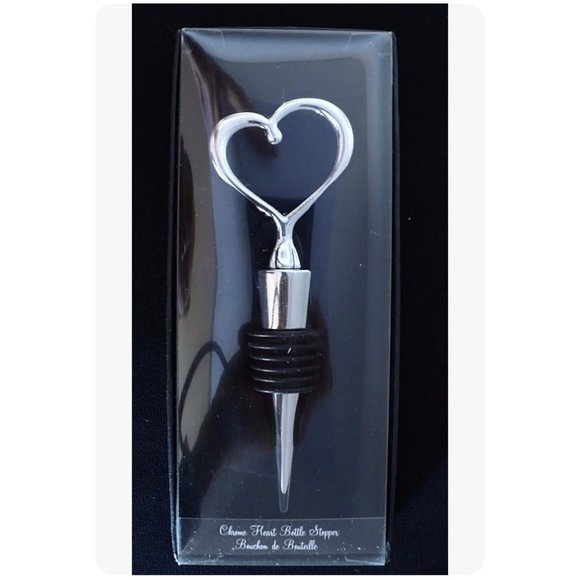 Kate Aspen Bouchon de Bouteille Heart Shaped Chrome Bottle Stopper - Picture 2 of 6